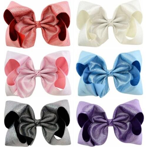 Colorful PU Girl Hair Accessories Laser Sequins 8-Inch Childrens Sequin Bow Hairpin Headwear