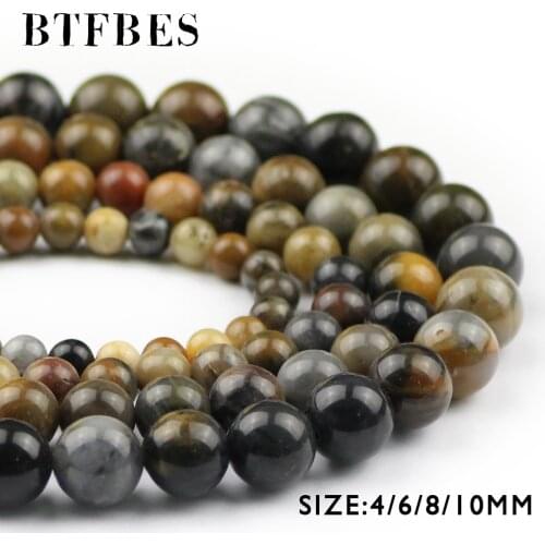 BTFBES Natural Siliciffied Wood stone beads 6 8 10 12mm Round Hight Quality Loose Bead For making DIY Jewelry bracelet Necklace