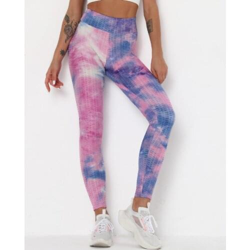 Hot Selling Stitching Tie Dye Bubble Yoga Pants Ink Jacquard Slim Fit Leggings Women