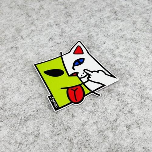 LuLuSticker #136 9.3x10cm Hot Fashion Trend Cartoon Funny Cat Alien Car Motorcycle Bicycle Decoration 3M Stickers and Decals