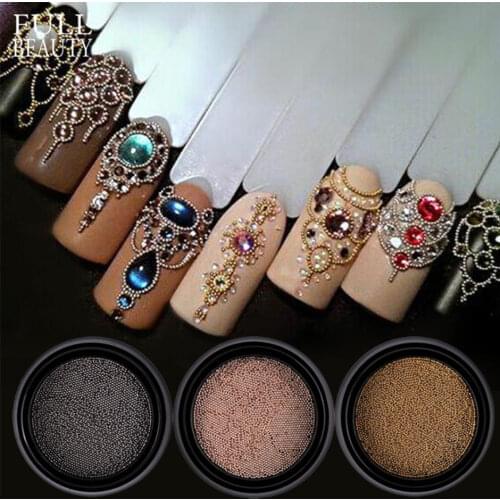 0.4/0.6mm Mini Small Stainless Steel Beads Nails Art Decorations Gun Grey Rose Gold Caviar DIY Tool Nail Studs Accessories CH026