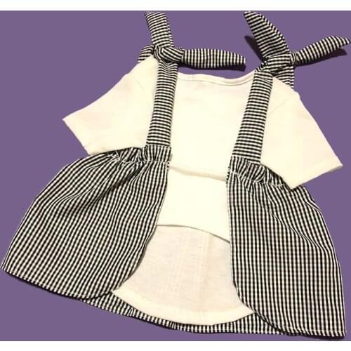 Fashion Dog Skirt for Small Medium Dogs Bee Embroidery Dog Girl Dresses French Bulldog Clothes Plaid Pets Costumes A168