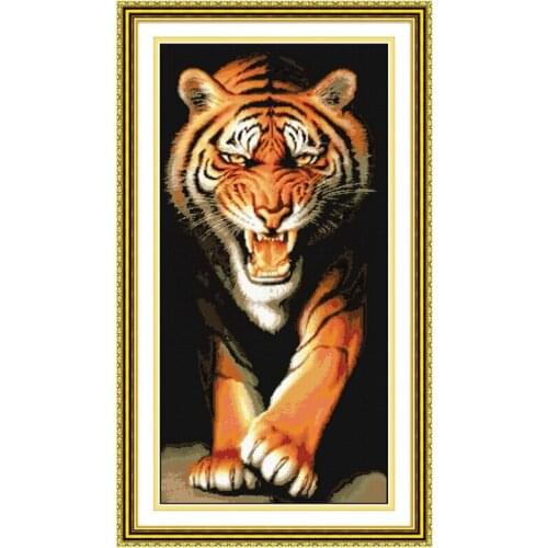 Golden panno,Needlework,Embroidery,DIY Animal Painting,Cross stitch,kits,11ct ferocious tiger Cross-stitch,Sets For Embroidery