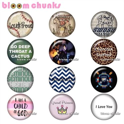 Words sports zigzag baseball football Round photo glass cabochon demo flat back Making findings 12mm/18mm/20mm/25mm B4349