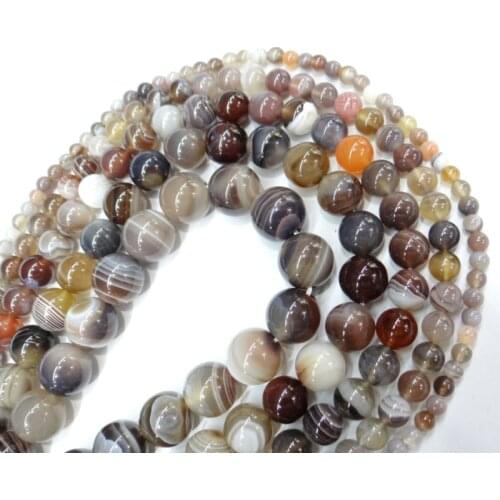 Wholesale Natural Stone Botswana Sardonyx Agates Round Loose Beads 6 8 10 12MM 15" Strand Pick Size For Jewelry DIY