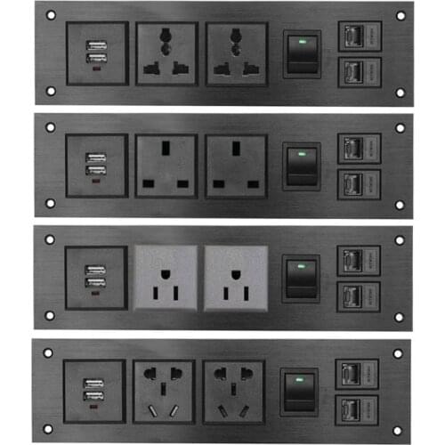 Home/ON/OFF Switch NETWORK Office desk socket Multimedia Desktop Wall For office conference 2USB 5V2.4A charging /EU/US/UK power