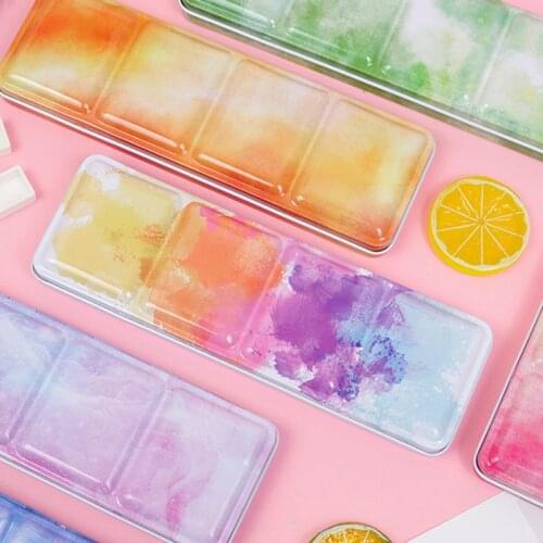 Professional Empty Palette Painting Storage Tray Paint Tin Iron Box with Pans For Watercolor/Oil/ Acrylic Paints Art Supplies