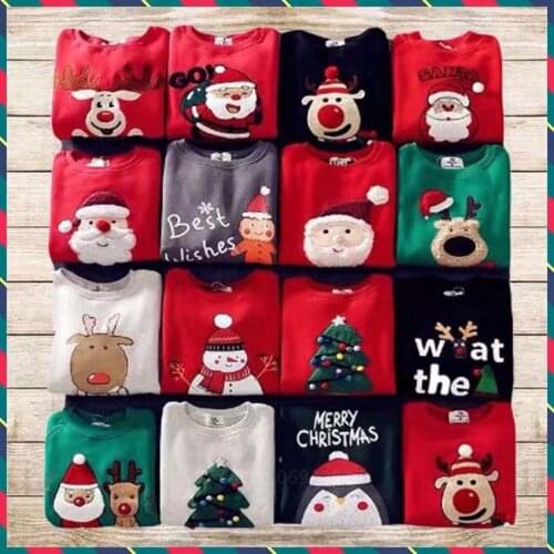 Xmas Costumes Ugly Sweater Family Matching Clothes Mommy and Me Daugher Father Boys Girls Christmas Santa Claus Embroidery Home