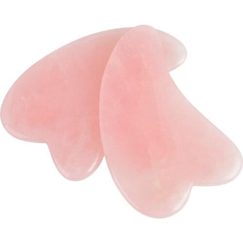 Rose Quartz Jade Guasha Board Natural Stone Scraper Chinese Gua Sha Tools Neck Body Acupuncture Spa Acupuncture Scraper Therapy