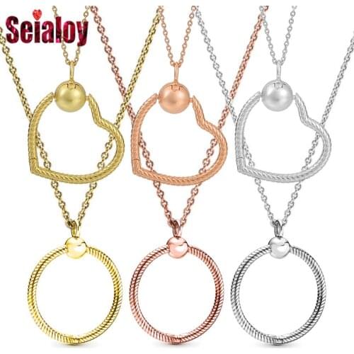 Seialoy New 45cm Cable Basic Chain For Necklace Fit Original O Shape Charms Pendant Necklace Women Men Jewelry Boy Girls Gift