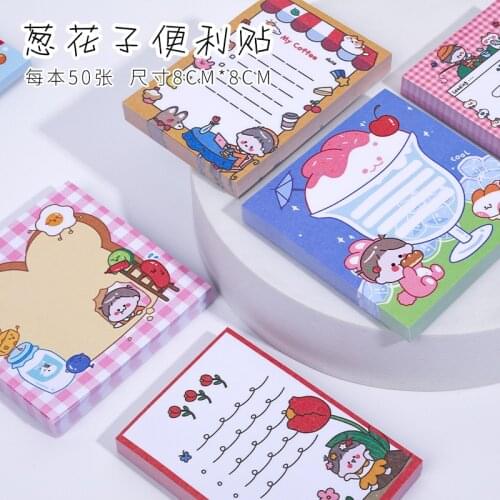 Cartoon Little Girl Sticky Notes Cute Paper Students Use Portable Notebooks Can Tear N Times To Paste Stationery 50 Sheets/This