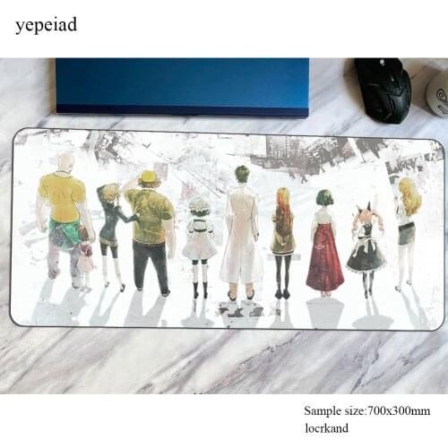 Steins gate padmouse 800x300mm accessory thick mouse pad gaming enterprise locked edge rubber mats keyboard mouse mat gamer