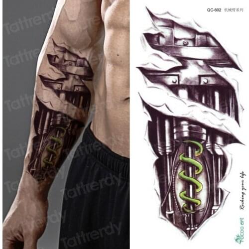 Temporary tatoo men mechanical tiger temporary tattoo boy waterproof hand tatoo 3D robot tattoo sticker water transfer body art