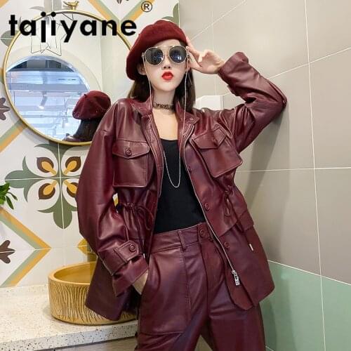 Tajiyane Real Leather Jacket Women Genuine Sheepskin Jackets Woman Clothing Oversize Biker High Quality Mujer Chaqueta TN1763