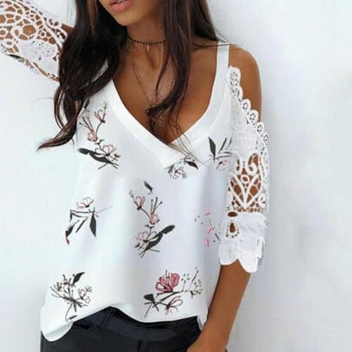 Ladies Casual Shirt V Neck Off Shoulder Polyester Women Half Sleeve Printing T-shirt for Summer Loose Tees Clothing