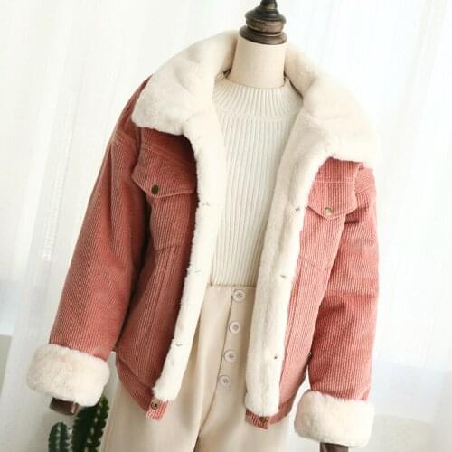 Loose corduroy jacket womens new thick winter lamb wool jacket ladies cute coat coat warm Parker female TB190214