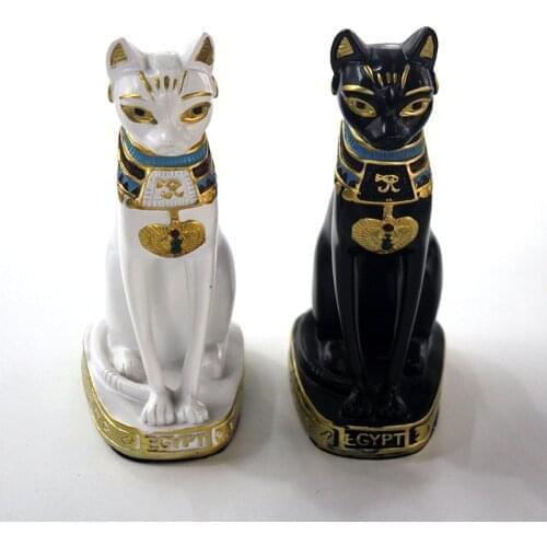 1PC White Black Resin Cat Craft Travel Tourism Home Decor Souvenir 25.5cm