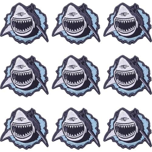 Pulaqi 10PCS Animal Patch Shark Wholesale Patches Iron On Patches For Clothing Stickers Stripe Wholesale Dropship Custom Patch