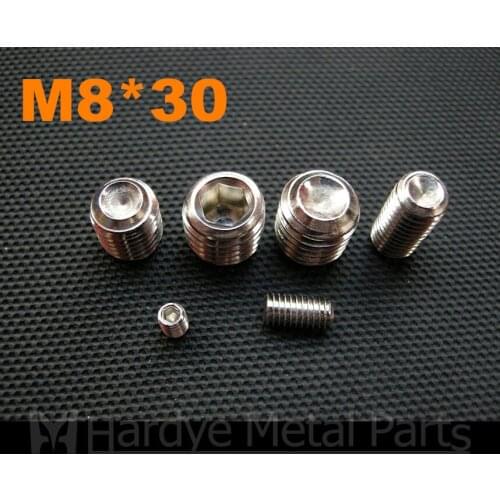 100pcs/lot M8*30 DIN916 stainless steel hex socket set scew with cup point grub screw