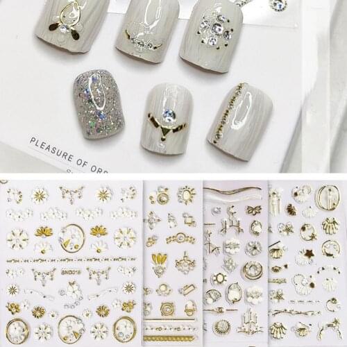 20Pcs/Set Nail Sticker Embossed Style Starry Patterns Metallic Effect Luxury Nail Decals 5D Stickers for Manicure Dropshipping