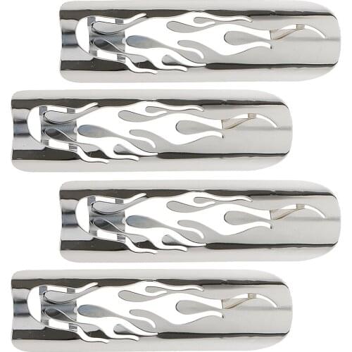 4 Pierced Flame Exhaust Pipe Heat Shield Cover Guard For Harley Cruise White