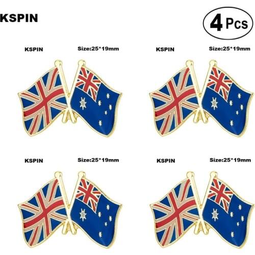 United Kingdom & Australia Friendship Flag Lapel Pin Flag badge Brooch Pins Badges 4Pcs a Lot