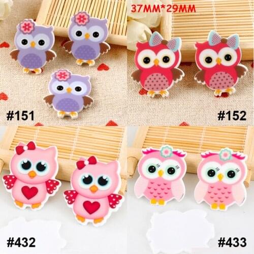 50pcs Mixed Kawaii Cartoon Owl Resin Flatback DIY Craft Embellishments Assorted Planar Resine for Home Decoration Accessories