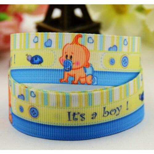 22mm 25mm 38mm 75mm Ruban satin Its a boy Cartoon Character printed Grosgrain Ribbon party decoration X-01113 10 Yards