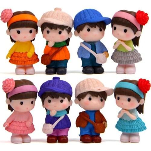 8pc Lover Girl Boy Doll Miniatura Dollhouse Garden Home Bonsai Decoration Mini Toy Miniature Pvc Craft Ornaments Micro Decor DIY