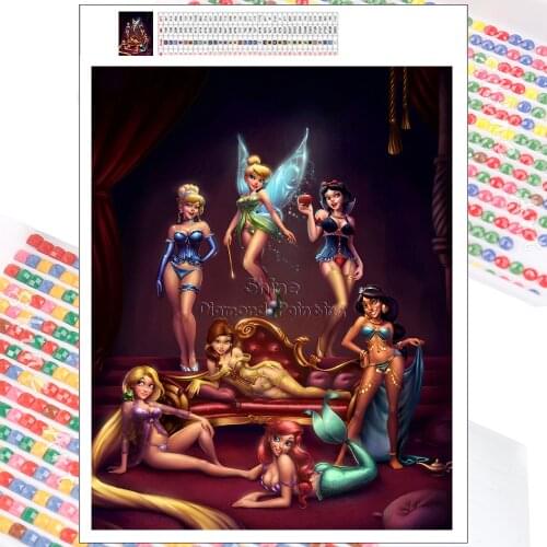 Diamond Painting Disney Elves Fairy Cartoon Tinker Bell Cross Stitch Full Drill Wall Stickers Art 5D DIY Mosaic Home Decor Gifts