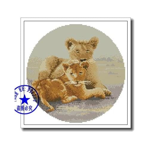 FREE delivery Popular Top Quality counted cross stitch kit two leopards leopard panthers tigers Heritage