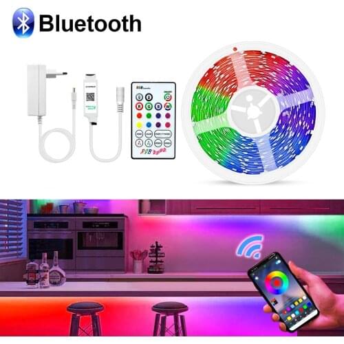Bluetooth LED Strip Light 5050 12V 1m/2m/3m/4m/5m/10m/15m RGB Neon LED Light Ribbon Diode Tape Backlight Lamp +MINI Controller