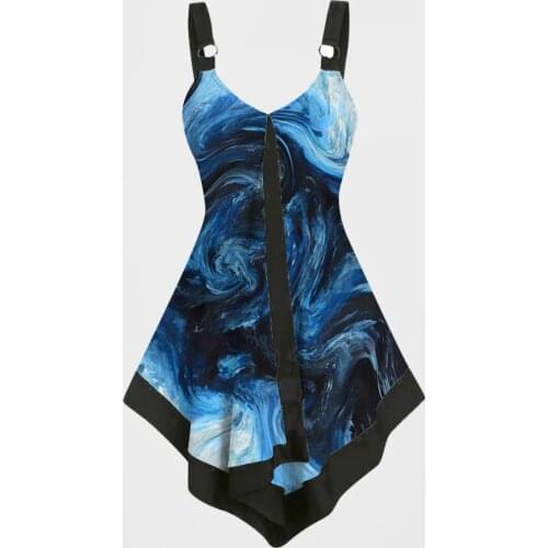 Tanks Tops Women 3D Tie Dye Print Sleeveless Tops Summer Casual Ladies Gothic Irregular Hem Fashion Vest Shirts