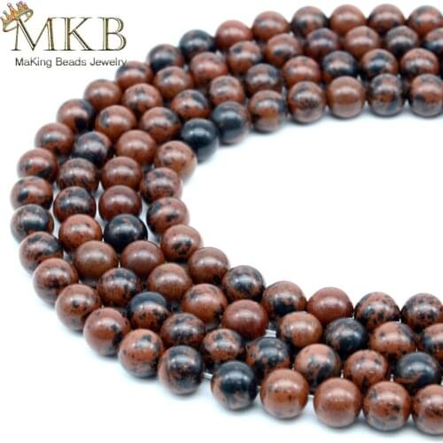 Perles Natural Stone Mahogany Jaspers Round Beads For Jewelry Making 4 6 8 10 12mm Loose Beads Diy Necklace Wholesale 15inches