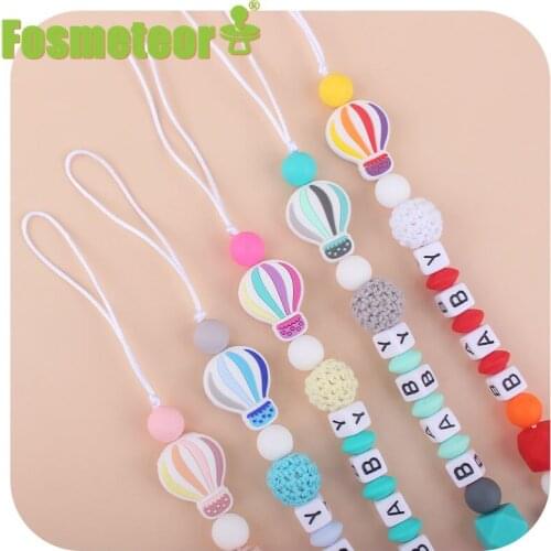 Fosmeteor Hot Air Balloon Baby Teether Food Grade Silicone Pacifiers Chain BPA Free Child Chewable Toys Baby Nursing Set