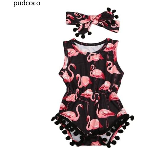 Cute Baby Girls Print Bodysuits Kids Baby Cotton Sleeveless Tassels Bodysuit Headband Outfit Sunsuit Children Clothing