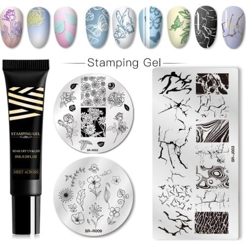 MEET ACROSS Gel Polish 8ml Nail Stamping Gel Colorful Lacquer Soak Off Varnish Stamping UV Gel for Nail Art Stamping Plate