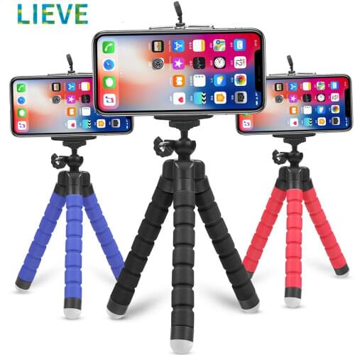 LIEVE Mini Flexible Sponge Octopus Tripod for iPhone Samsung Xiaomi Huawei Phone Smartphone Tripod for Gopro 9 8 7 Camera