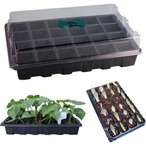 1PC Plant Nursery Pot Tray Kit 24 Cells Seed Germination Box With Lid Garden Grow