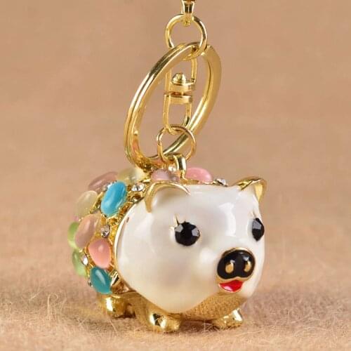 Hot Selling Diy Keychain Animal Pig Keyrings Rhinestone Metal Key Chain Elegant Bag Pendant Enamel Llaveros 3D Mini Jewelry