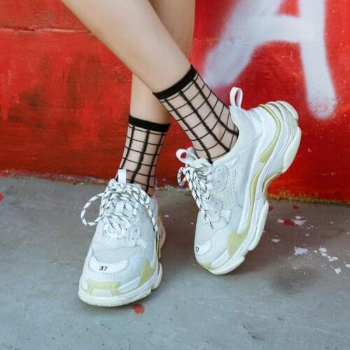 2019 Hot Sale Hipster Harajuku Thin Ankle Socks Women Fashion Glass Transparent Short Socks Female Summer Art Fishnet Scoks Sox