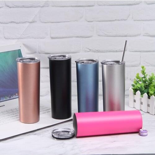 Hot Selling Double Wall 304 Stainless Steel Vacuum Insulated 20oz Skinny Tumbler Cups With Lid And Straw