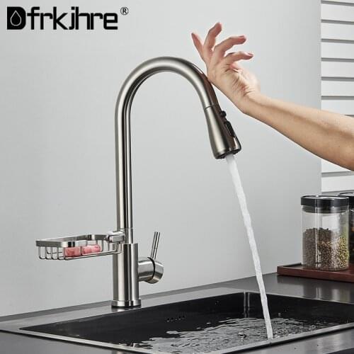 Chrome Kitchen Faucet 360 Degree Rotation Deck Mount Two Function Water Silver Tap Single Handle Sink Hot Cold Crane Tap