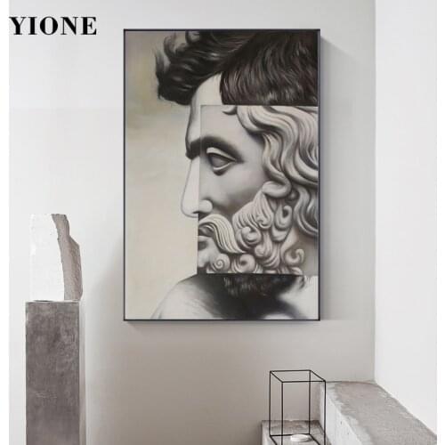 Modern Art Statue David Canvas Painting Abstract Vintage Man Face Sculpture Wall Picture Poster Print Living Room Aisle Decor