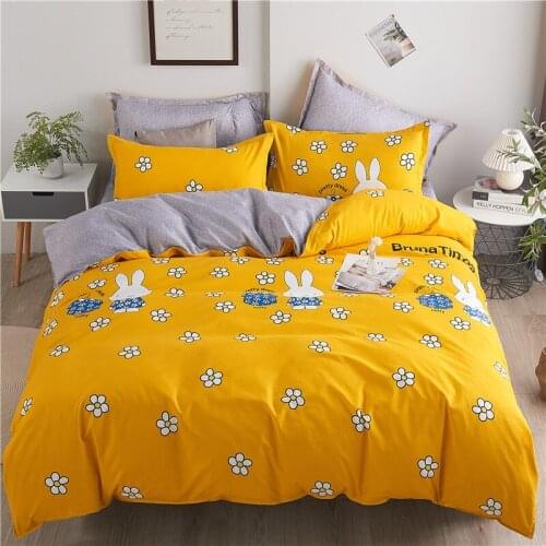 J 4pcs Single Bed Set Duvet Cover Polyester Sets Full Bed Sheets Comforter Bedding Sets Queen Two Piece Set Women For Home
