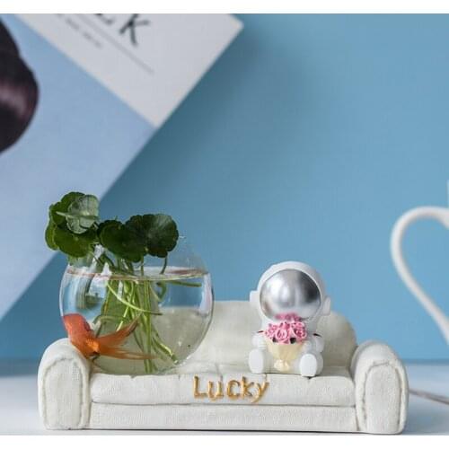 Creative Astronaut Vase Hydroponic Ornaments Glass Ins Cute Spaceman Gift Living Room Home Office Desktop Decorations