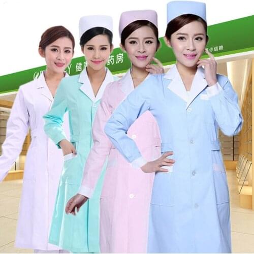Pharmacy Uniforms White Lab Coats Long Sleeve Thick Doctors Nurses Womens Beauty Hospital Work Clothes