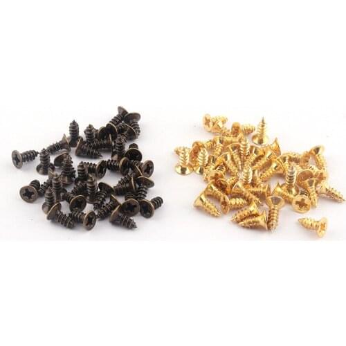5mm Gold Metal Woodworking Screw Hardware Round Head Screws Fastener Hinge Cupboard Cabinet Furniture Door Latch Decorative DIY