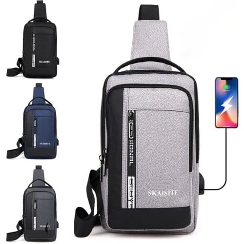 Fashion Chest Bag USB Charge Crossbody Bags Anti Theft Travel Fanny Pack Outdoor Shoulder Bag Sports Waist Bag 2021 New