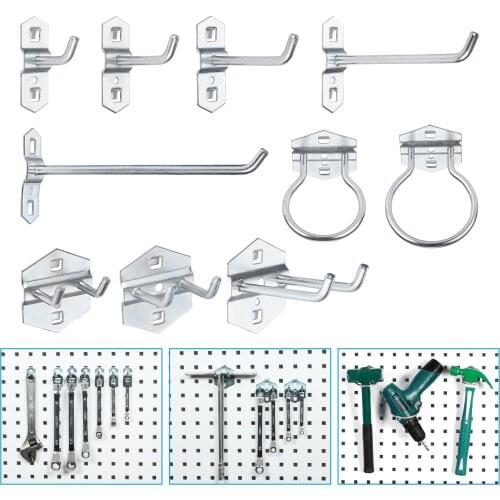 Wall Mounted Hook Hole Board Steel Hanger Tool Storage Shelf Garage/Garden/Kitchen Organizer Hammer/Pliers/Coil/Saw/Wrench/Tapes